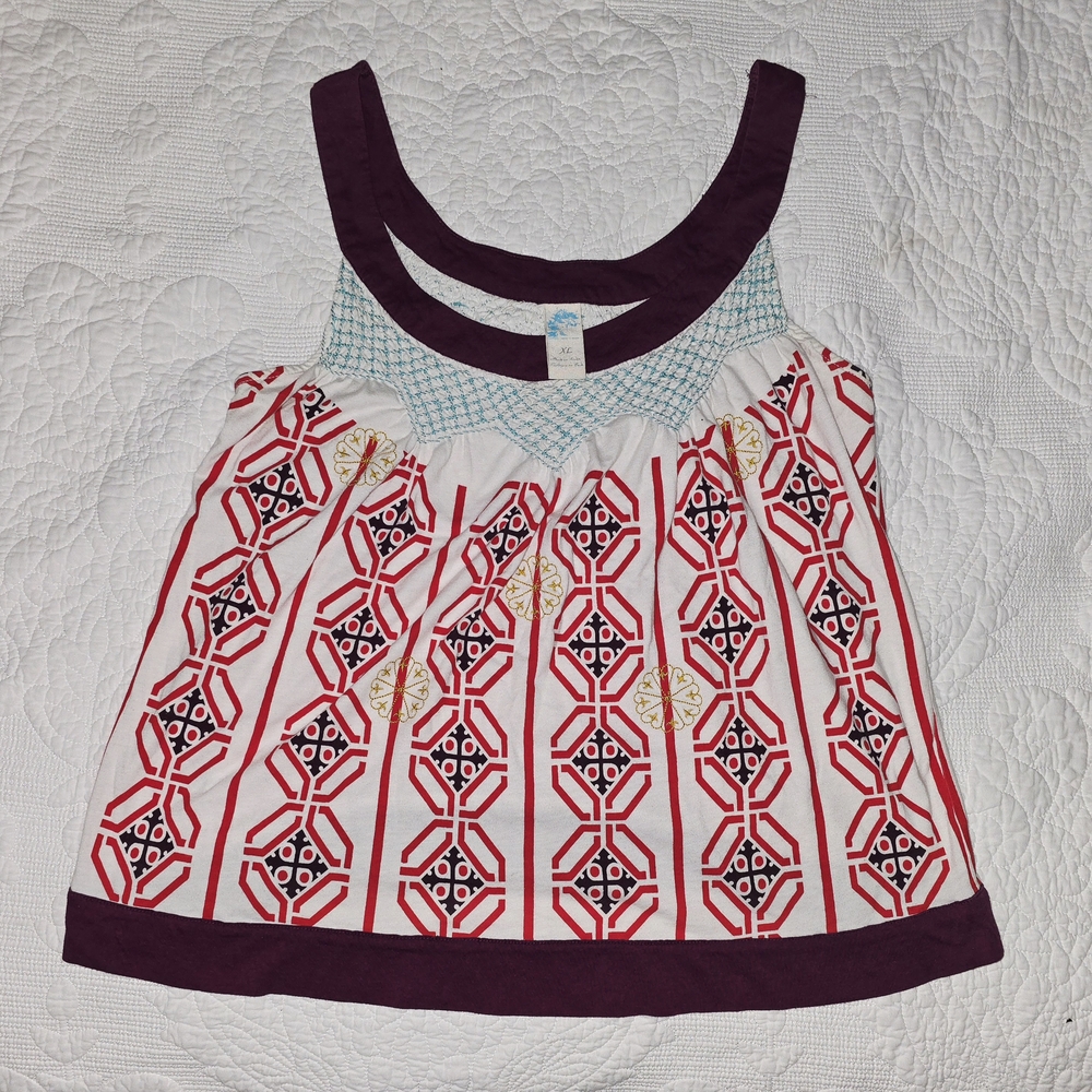 Anthropologie- Geometric Patterned Sleeveless Top
